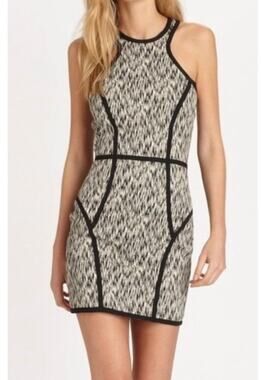 Parker Palms Black White Abstract Bodycon Stretch Mini Dress Small